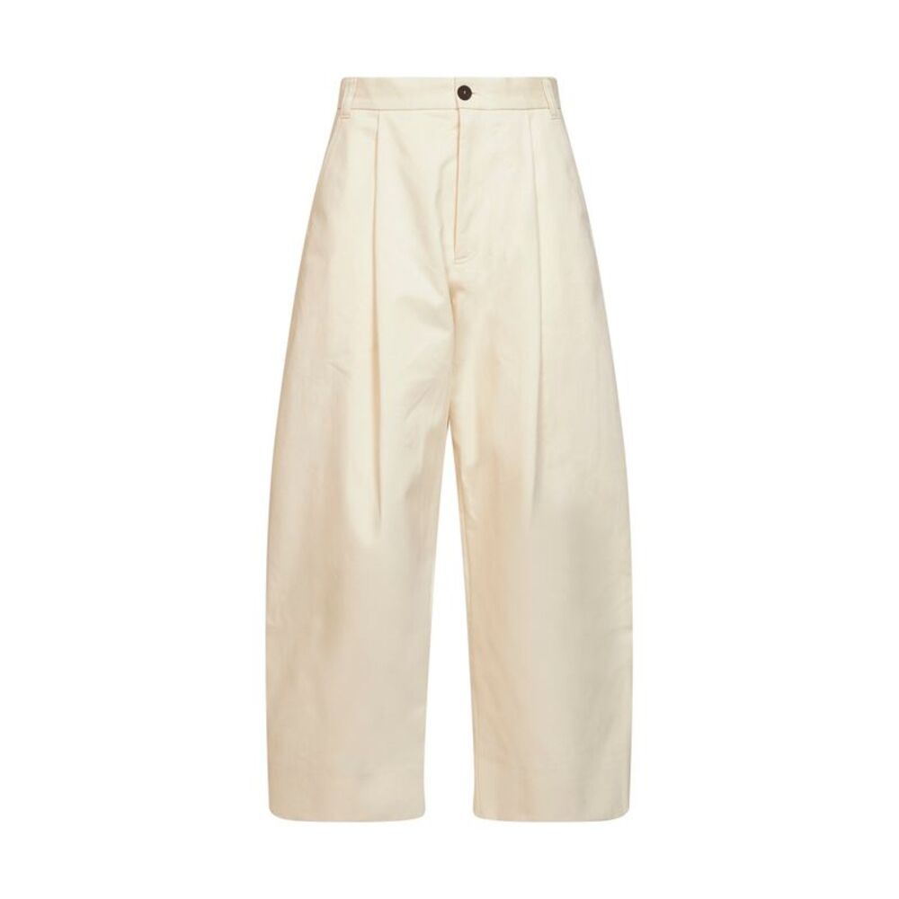 Studio Nicholson Men Cream Cotton Twill Sorte Pleated Trousers